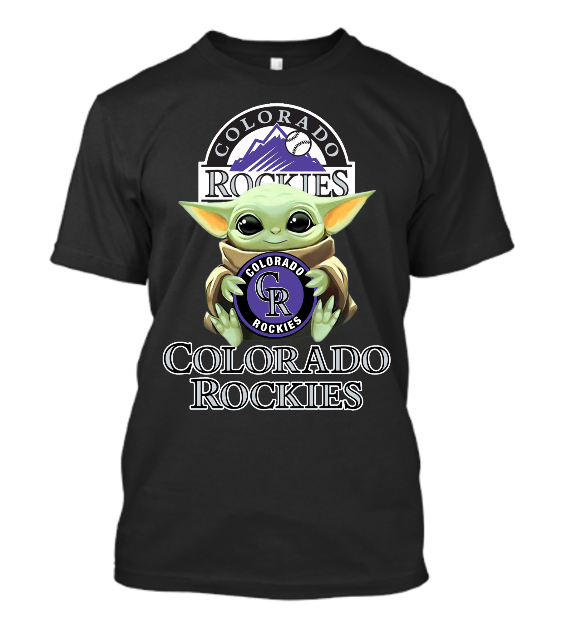 Colorado Rockies Baby Yoda Holding Cr T-Shirt