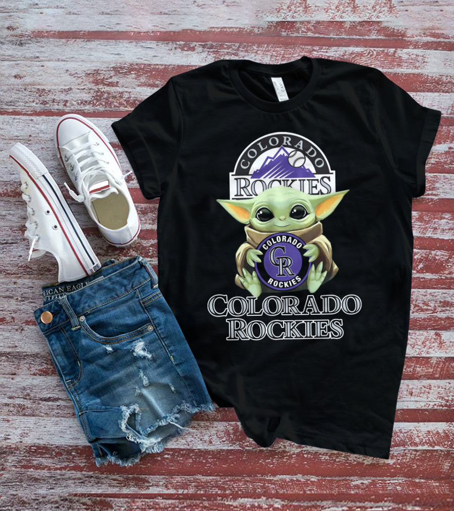 Colorado Rockies Baby Yoda Holding Cr T-Shirt