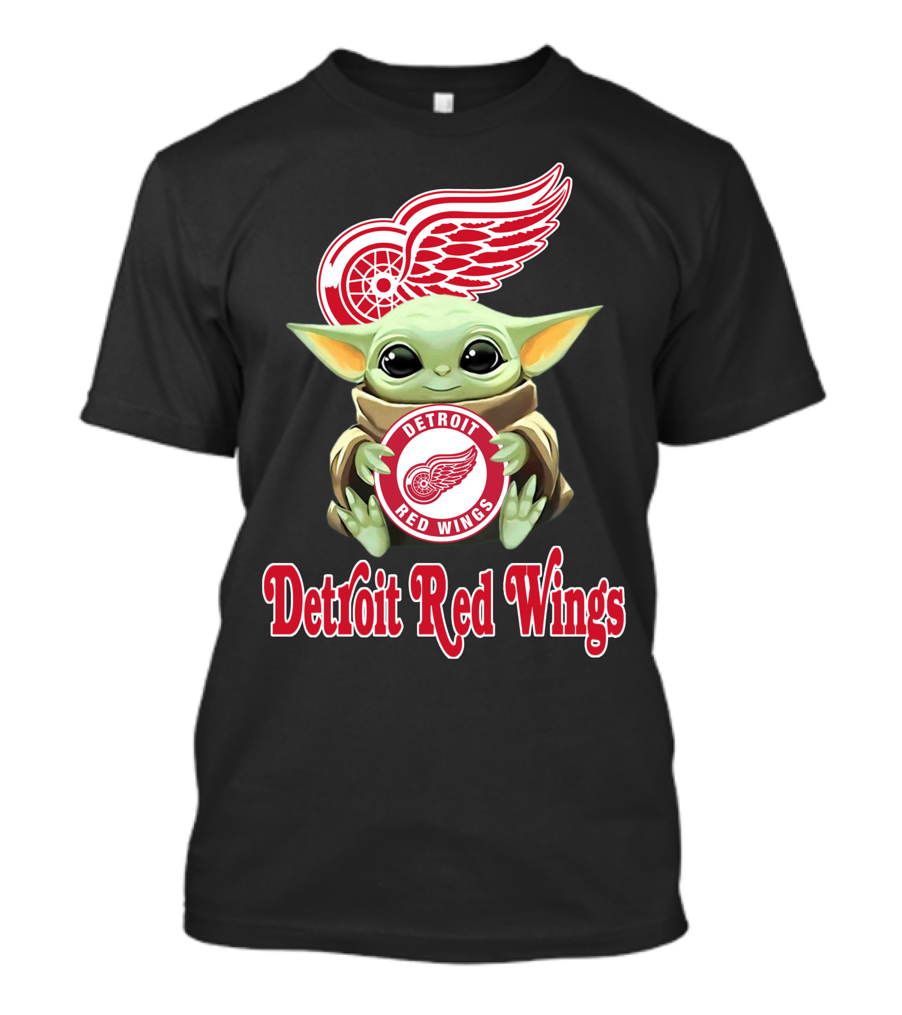 Detroit Red Wings Baby Yoda Holding T-Shirt