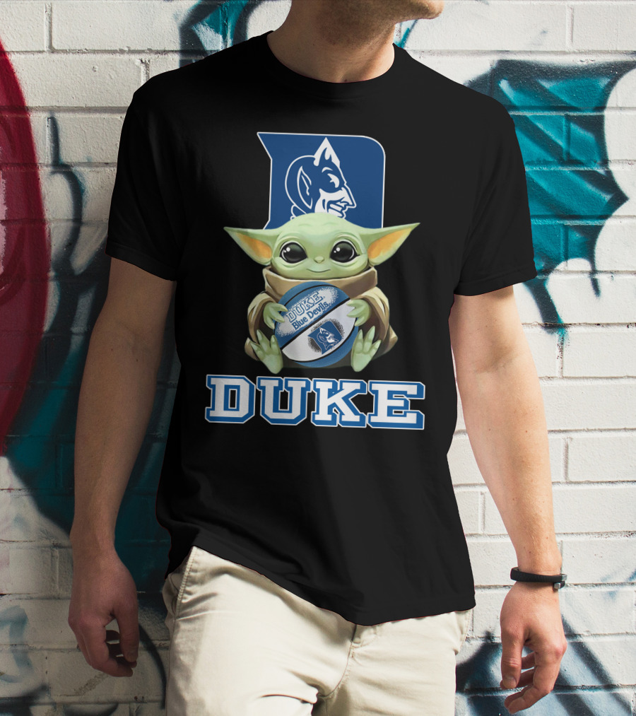 Duke Blue Devils Baby Yoda Holding Basketball T-Shirt