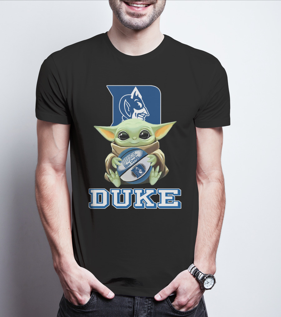Duke Blue Devils Baby Yoda Holding Basketball T-Shirt