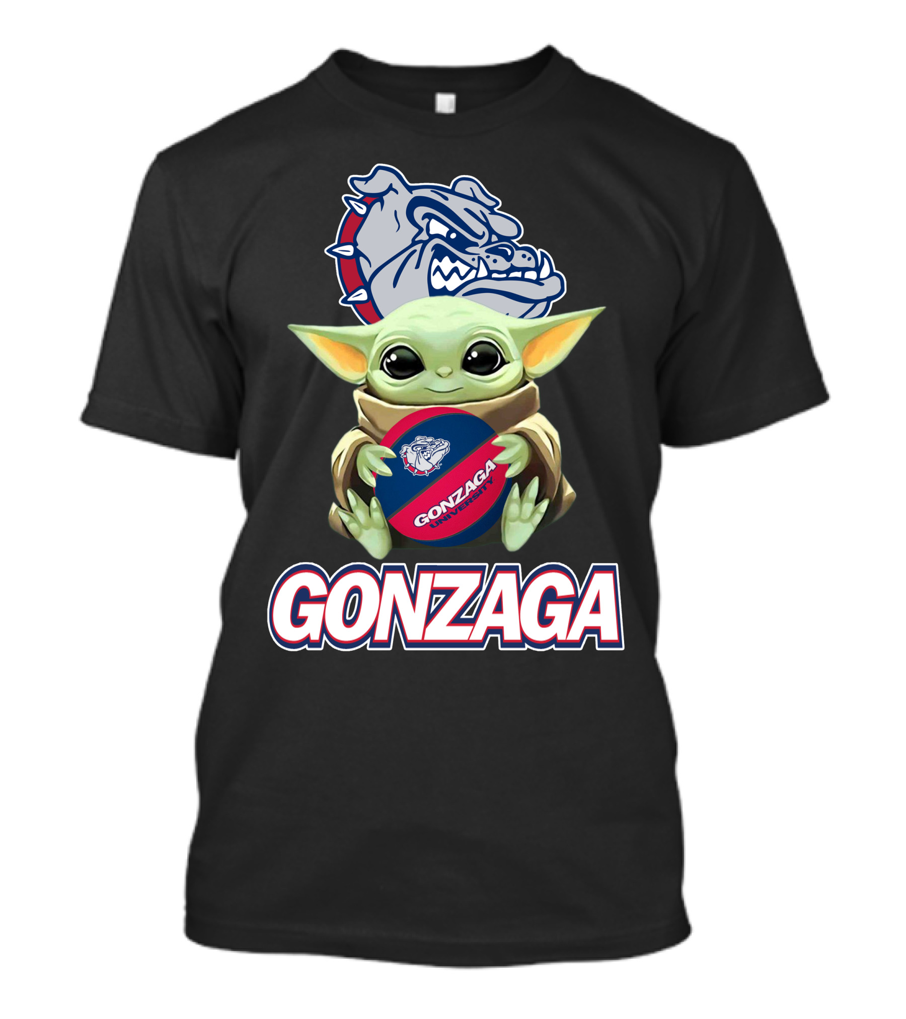 Gonzaga Bulldogs Baby Yoda Holding Basketball T-Shirt