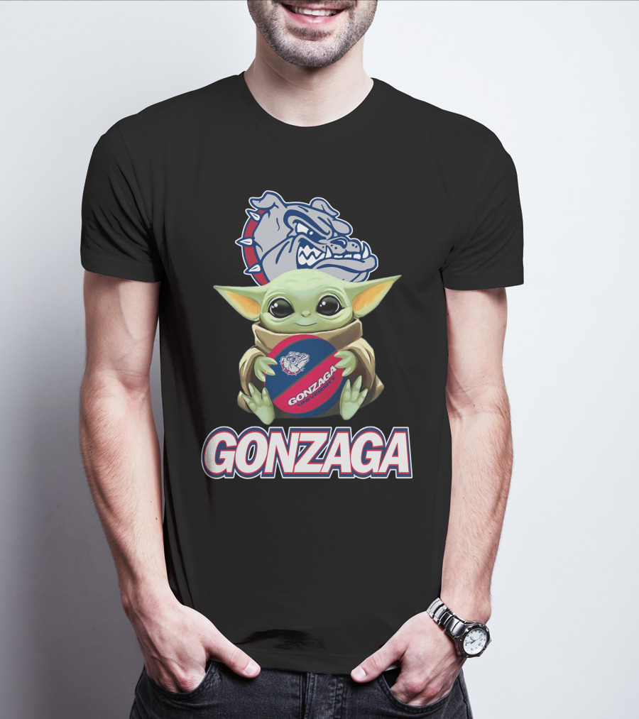 Gonzaga Bulldogs Baby Yoda Holding Basketball T-Shirt