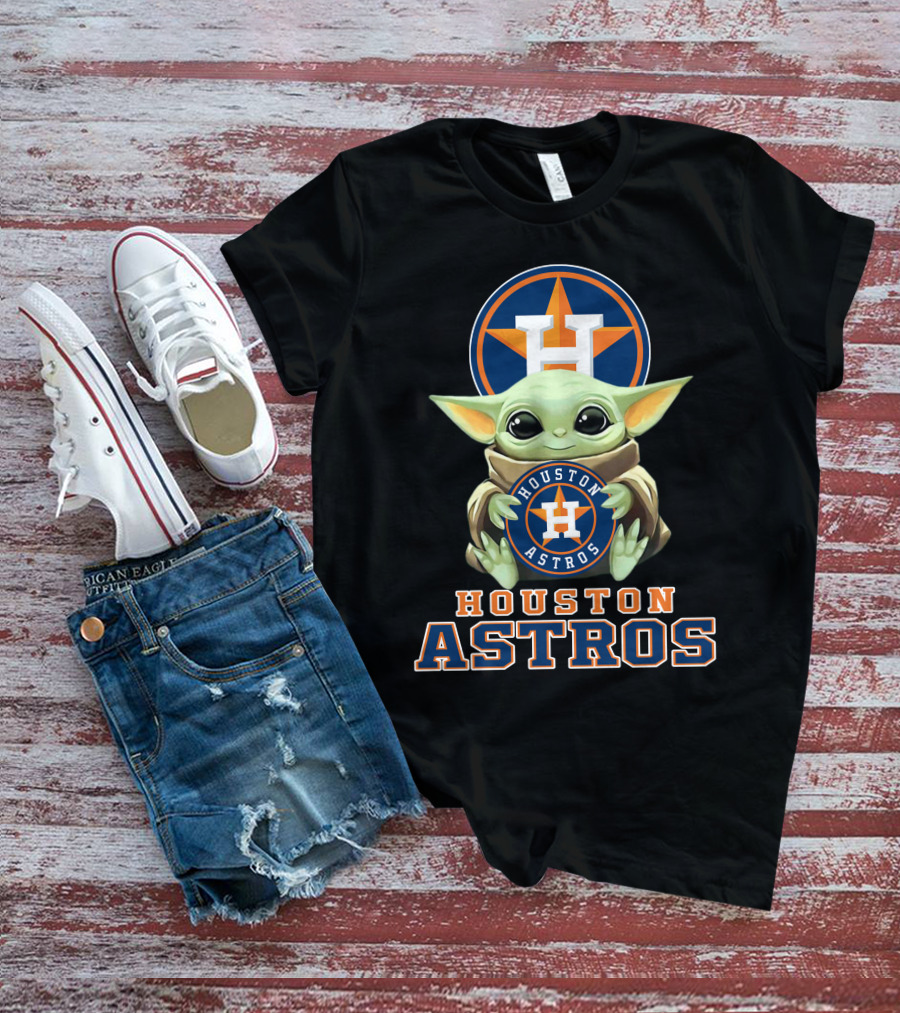 Houston Astros Baby Yoda With Team T-Shirt