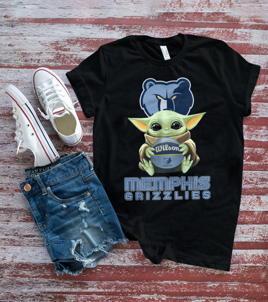 Memphis Grizzlies Baby Yoda Holding Wilson Basketball T-Shirt