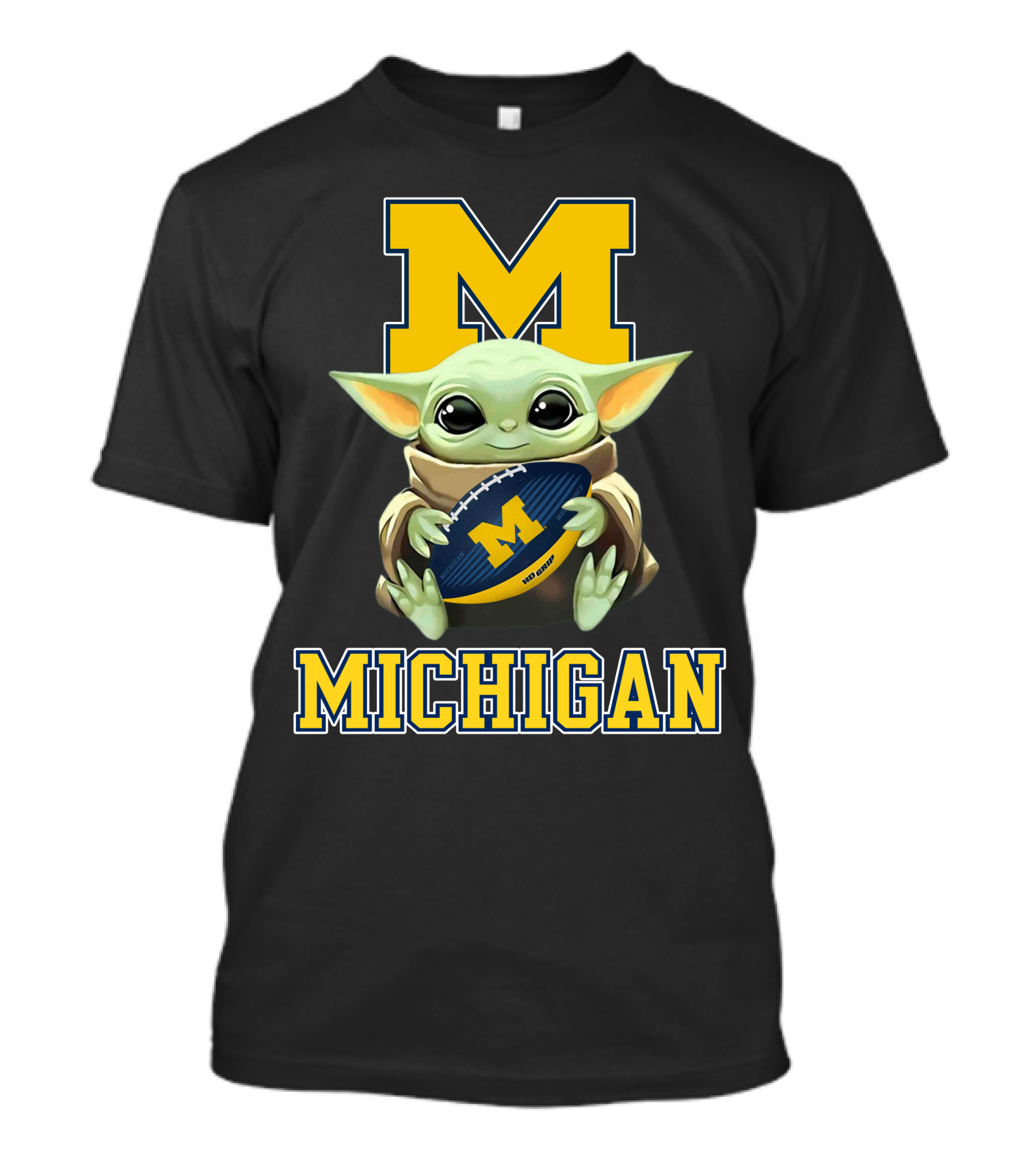 Michigan Wolverines Baby Yoda Football Fan Character M T-Shirt