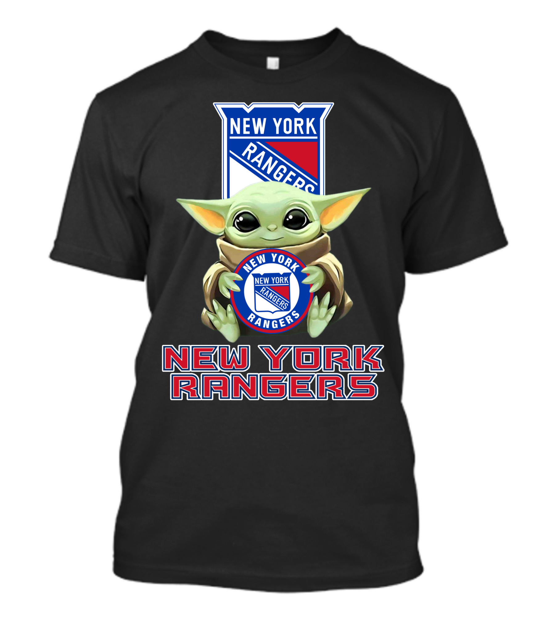 New York Rangers Baby Yoda Holding Team T-Shirt