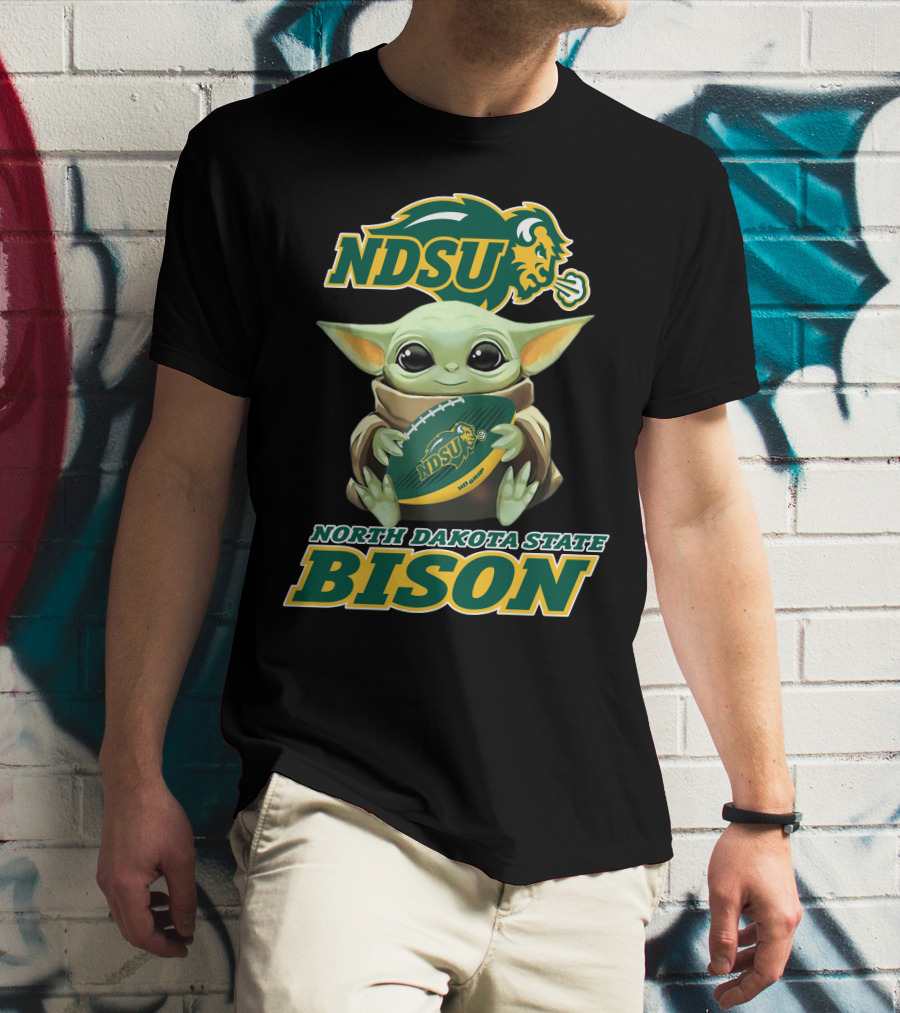 Ndsu North Dakota State Bison Baby Yoda Football T-Shirt