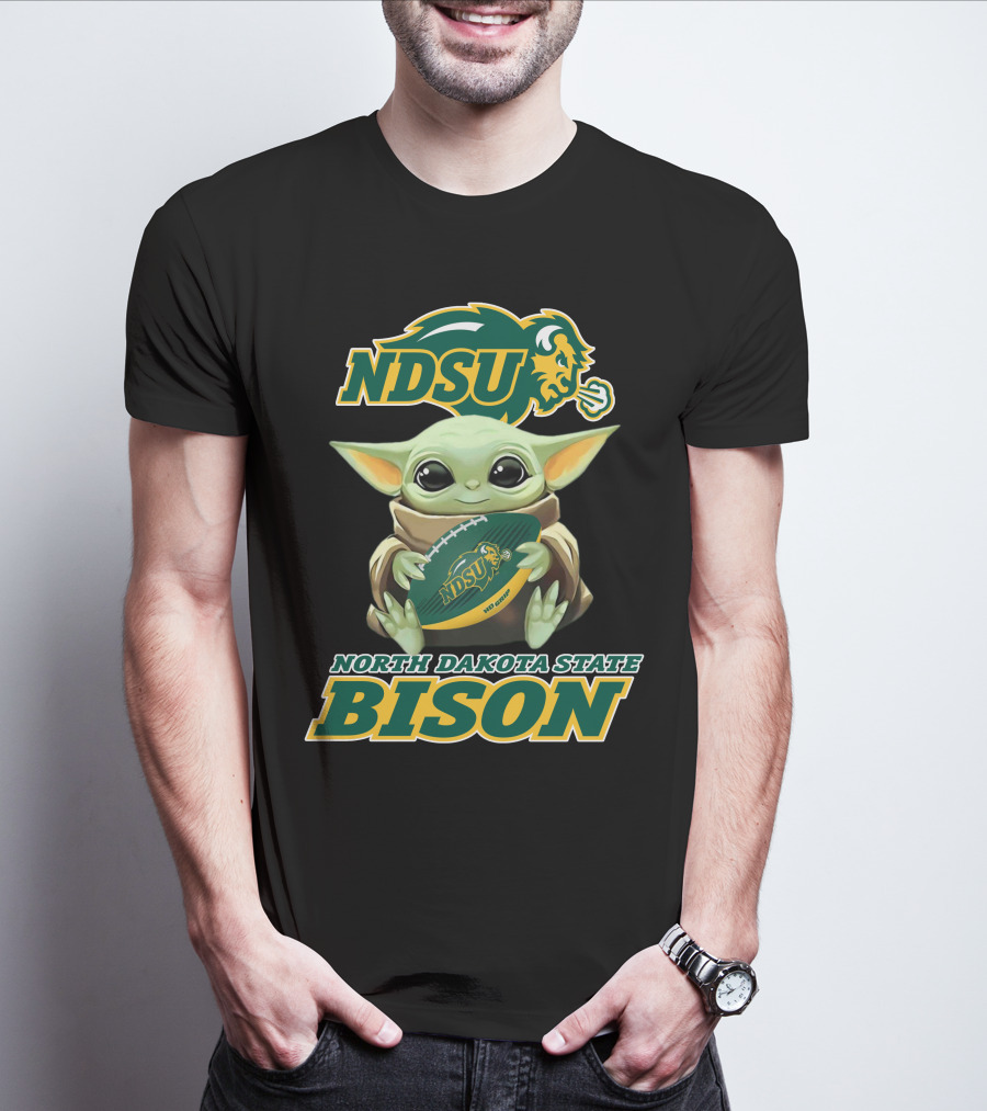 Ndsu North Dakota State Bison Baby Yoda Football T-Shirt