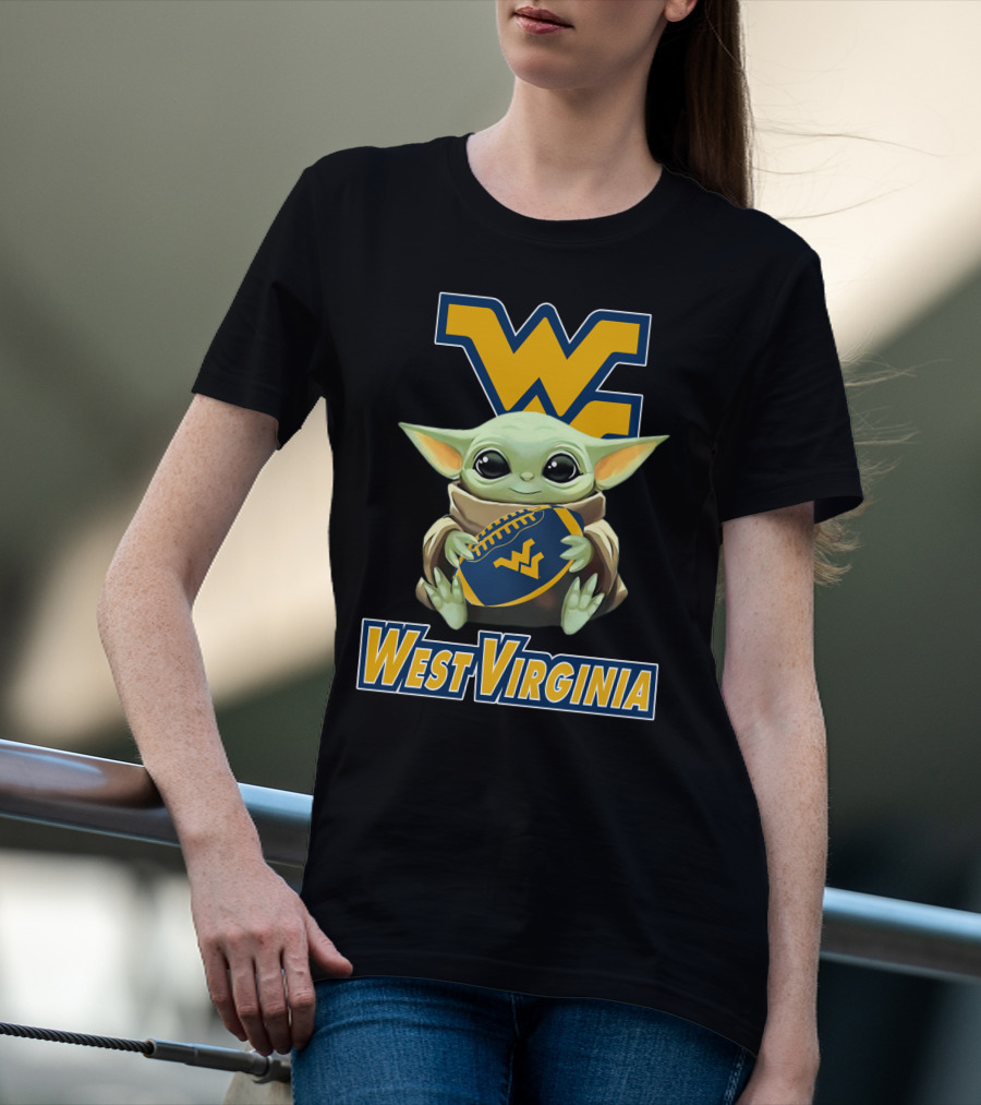 West Virginia Mountaineers Baby Yoda Football T-Shirt