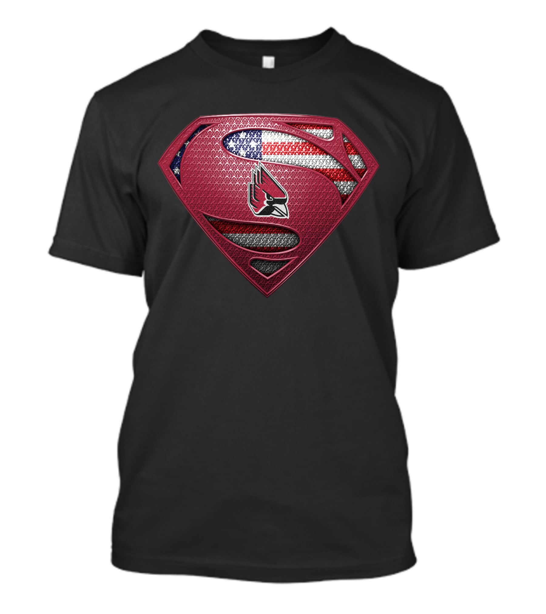 Ball State Cardinals Superman Shield American Flag T-Shirt
