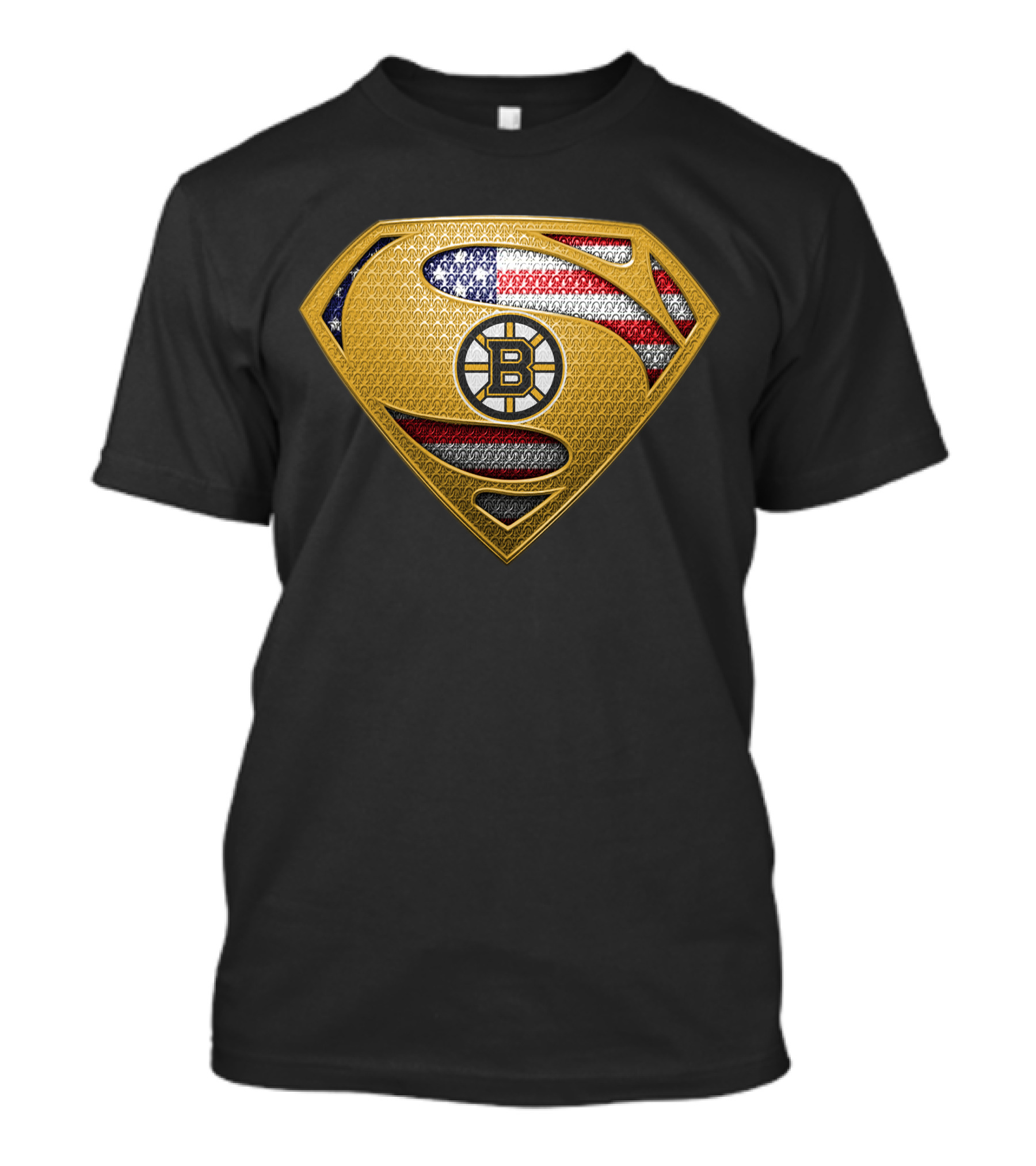 Boston Bruins Superman Shield American Flag T-Shirt
