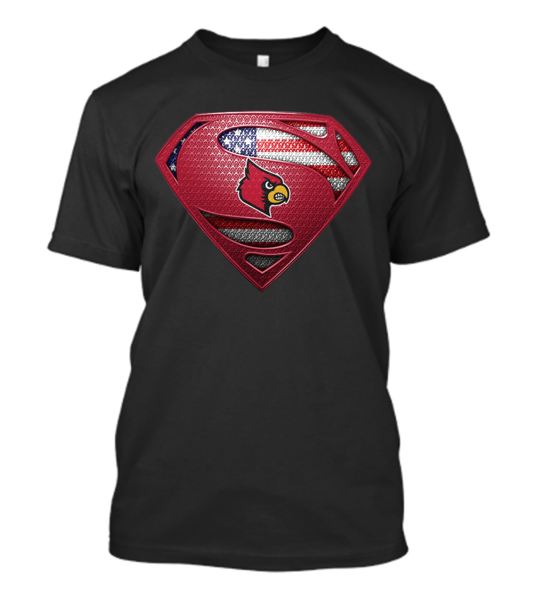 Louisville Cardinals Superman Shield With American Flag T-Shirt