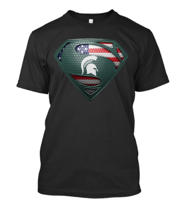Michigan State Spartans Superman American Flag Crest T-Shirt