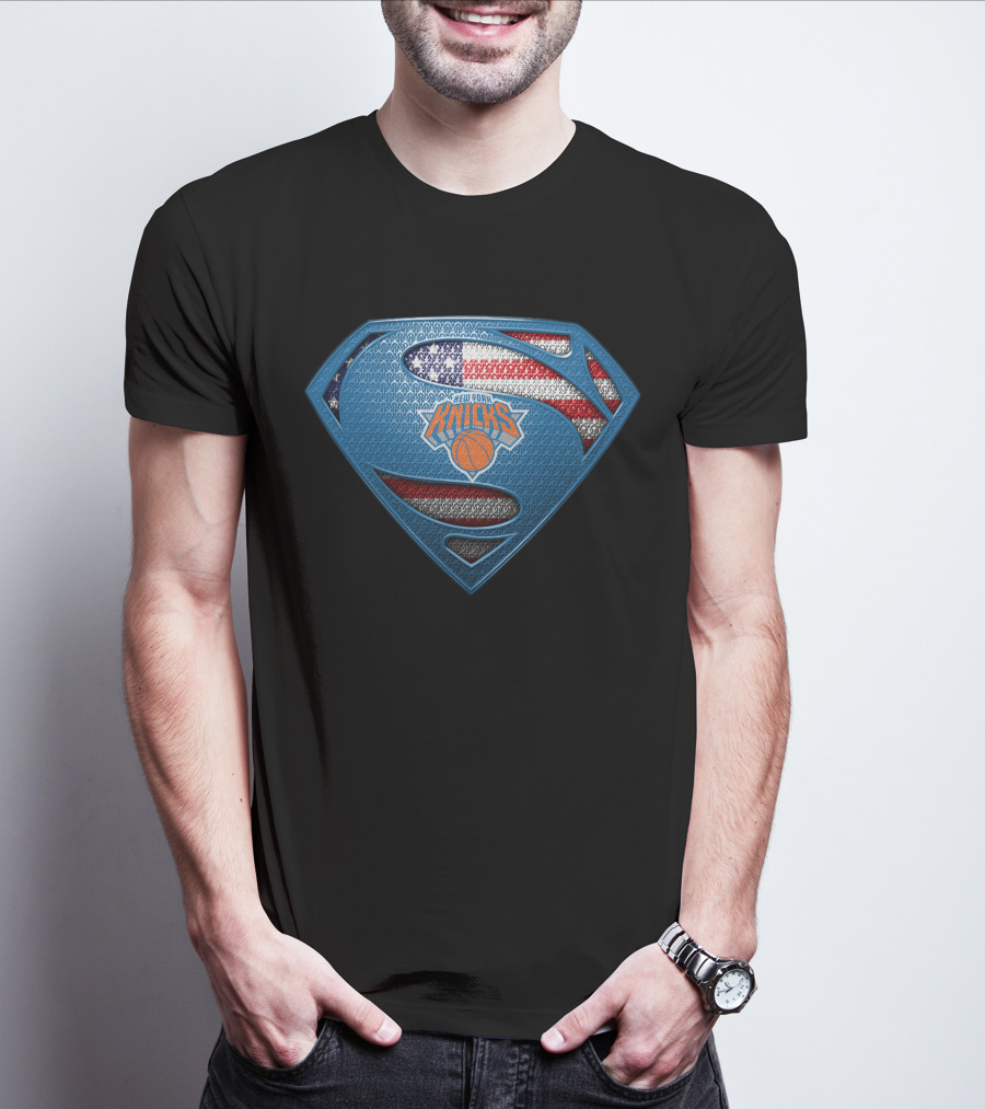 New York Knicks Superman American Flag T-Shirt