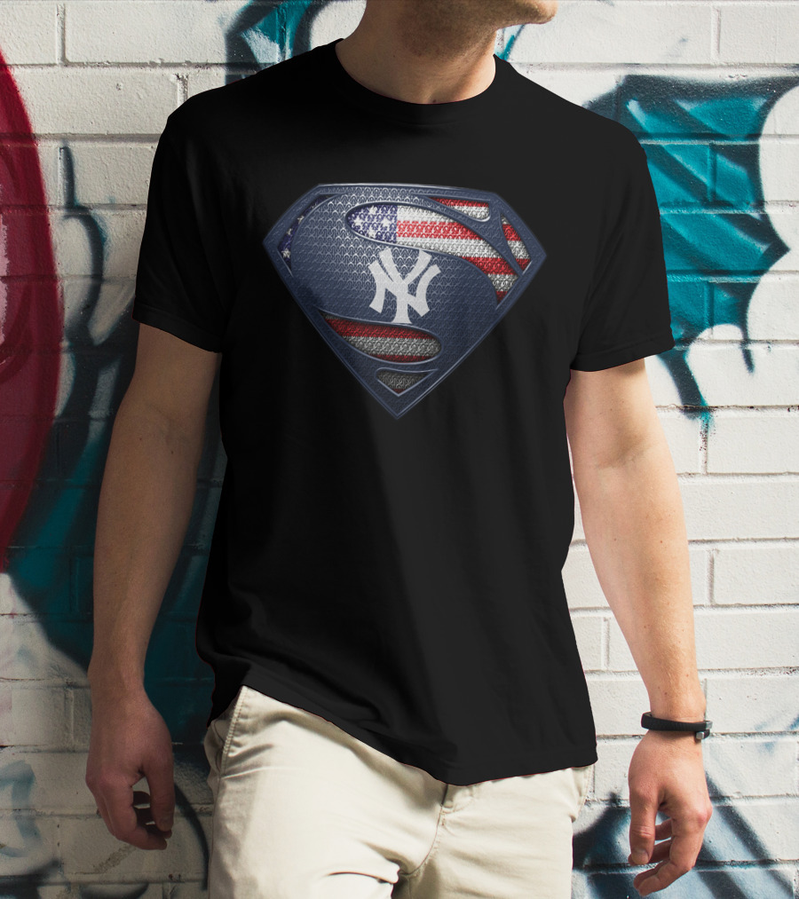 New York Yankees Superman American Flag T-Shirt