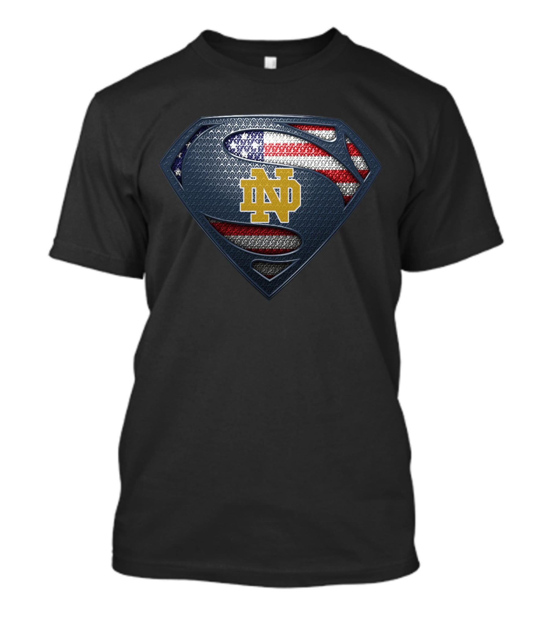 Notre Dame Fighting Irish Superman Logo American Flag T-Shirt