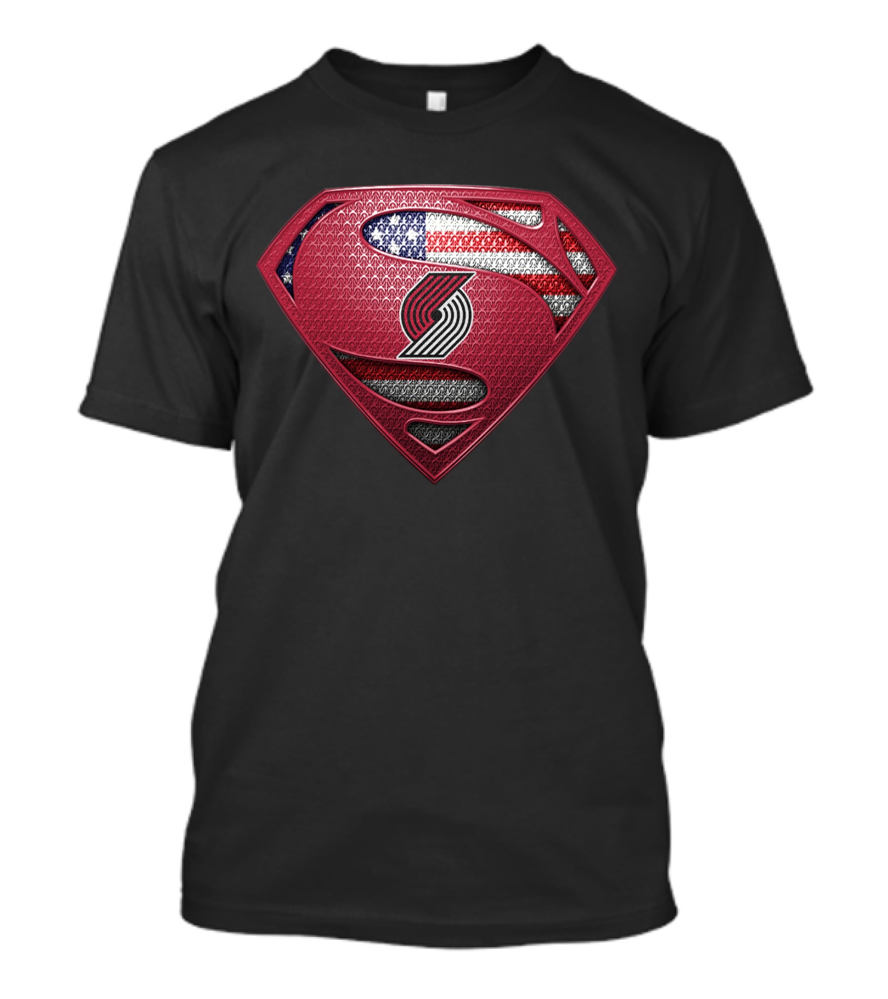 Portland Trail Blazers Superman Logo American Flag T-Shirt