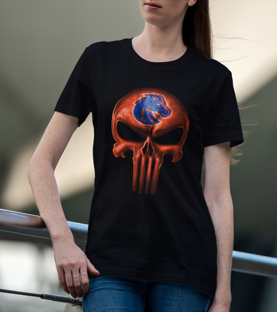Boise State Broncos Skull Logo Punisher Inspired T-Shirt
