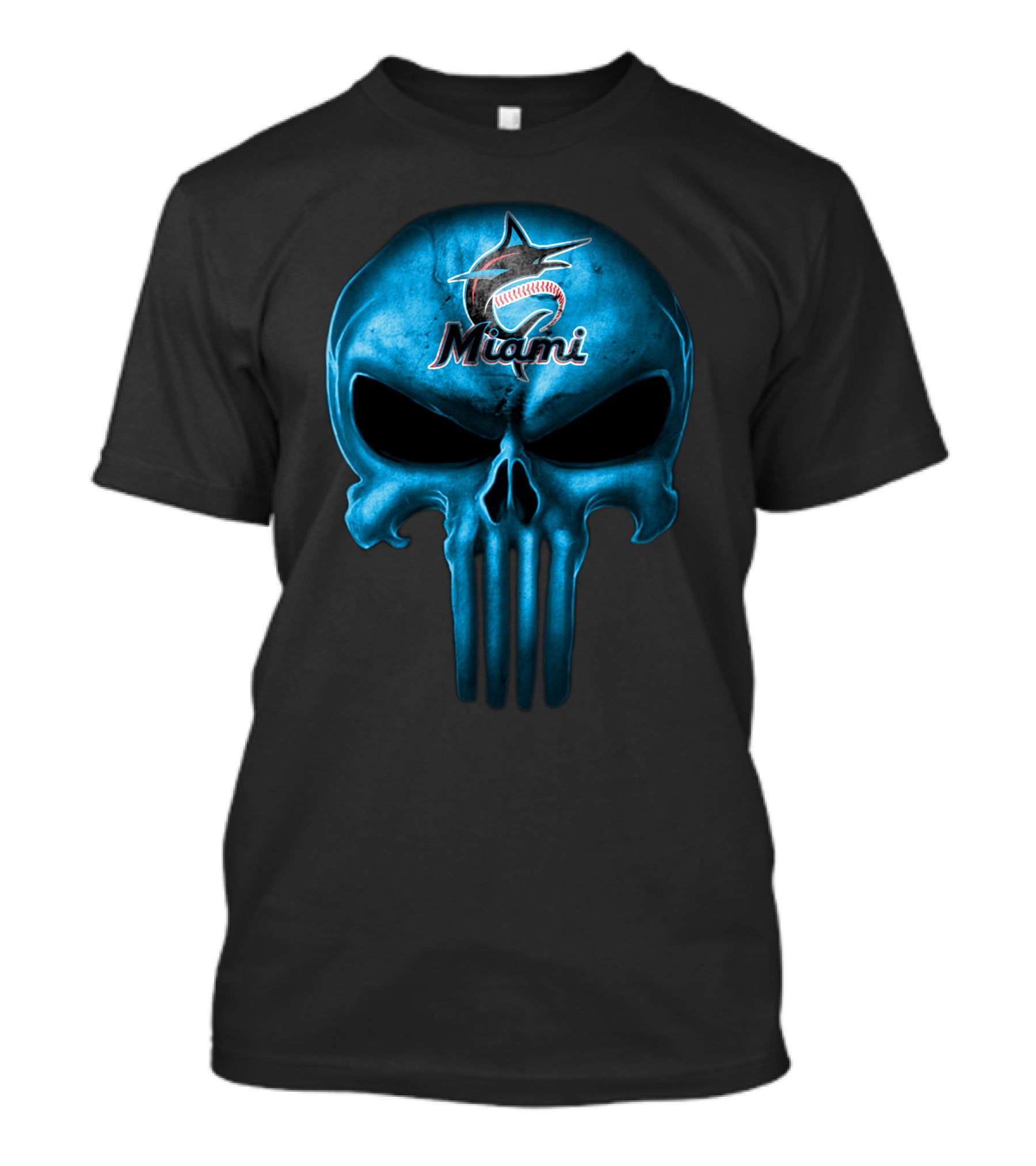 Miami Marlins Skull Logo Baseball Fusion T-Shirt