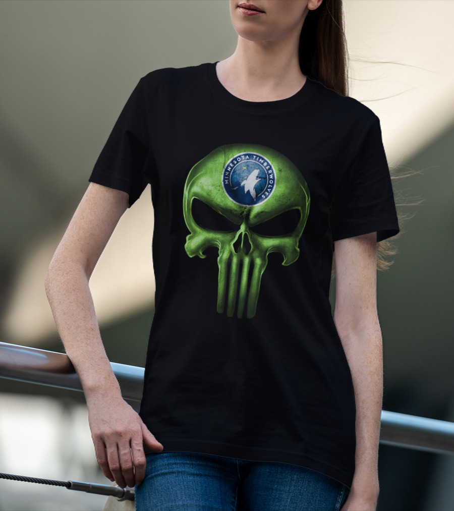 Minnesota Timberwolves Skull Emblem Dark Green T-Shirt