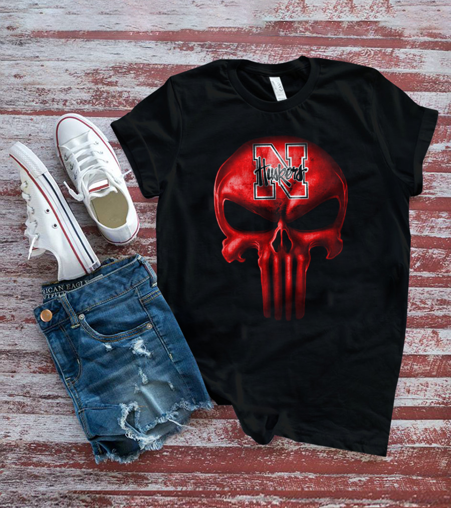 Nebraska Cornhuskers N Huskers Skull T-Shirt