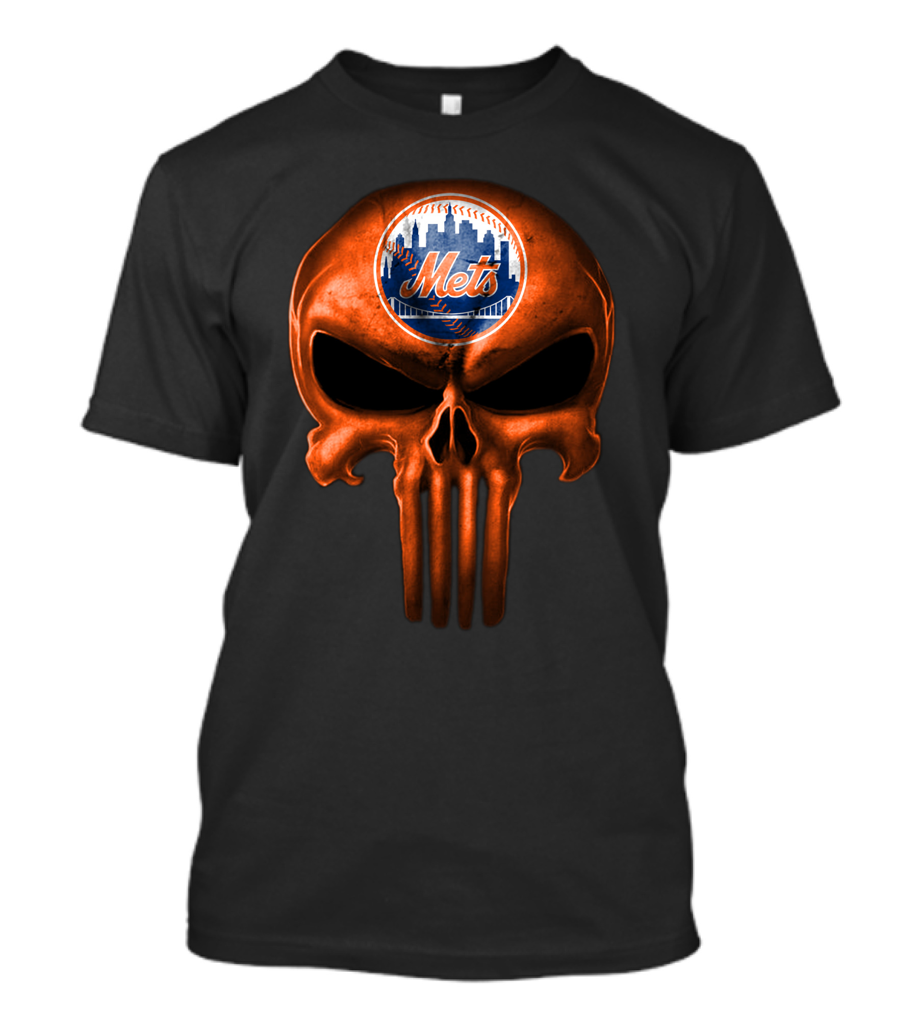 New York Mets Skull Logo Dark T-Shirt