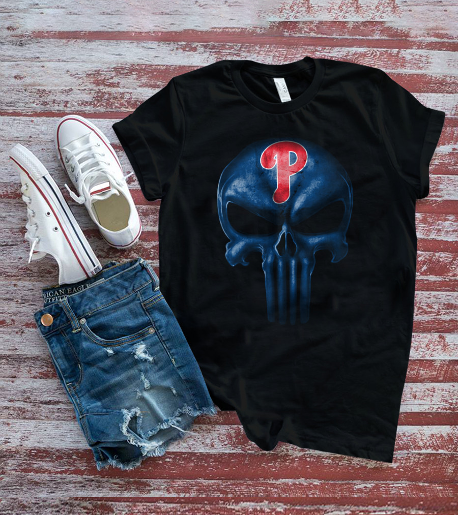 Philadelphia Phillies P Punisher Skull T-Shirt