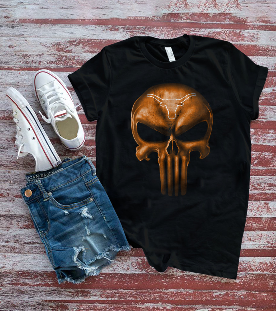 Texas Longhorns Punisher Skull T-Shirt