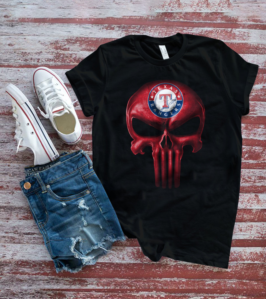 Texas Rangers Punisher Skull T-Shirt