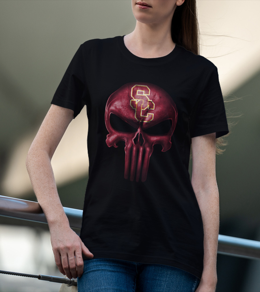 Usc Trojans Skull Punisher Style T-Shirt
