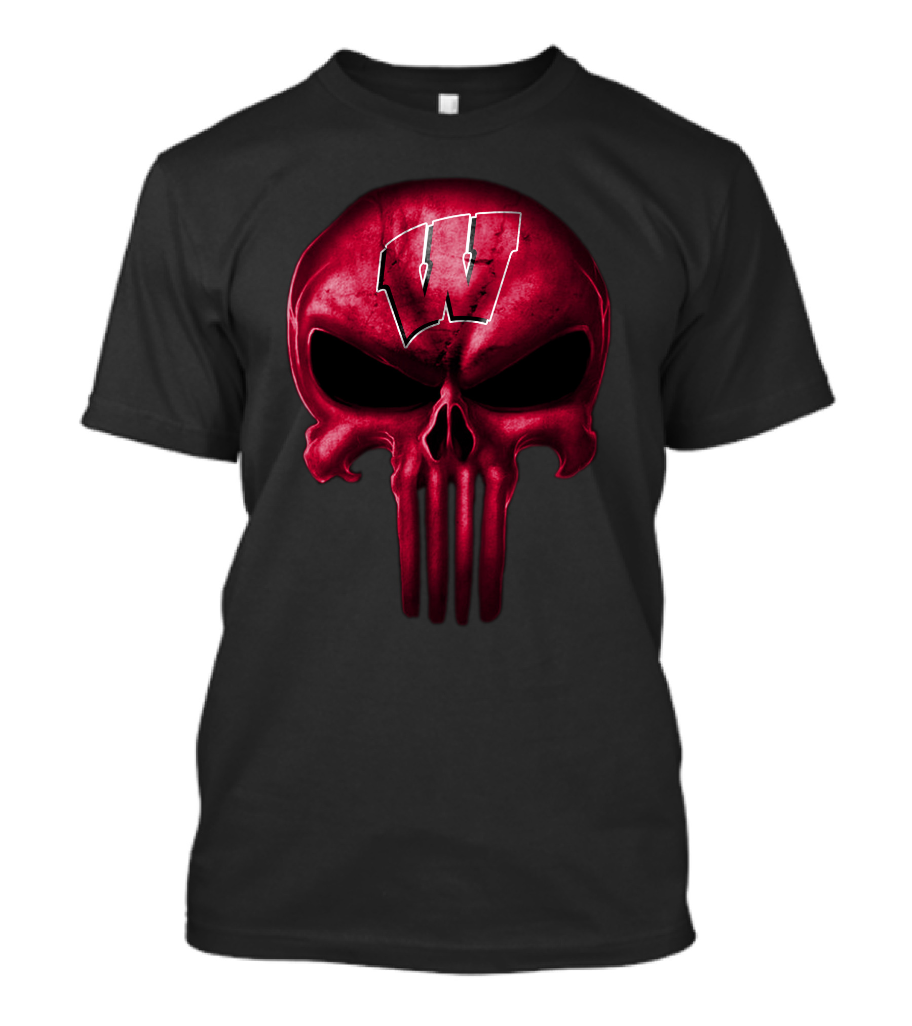 Wisconsin Badgers Punisher Skull T-Shirt
