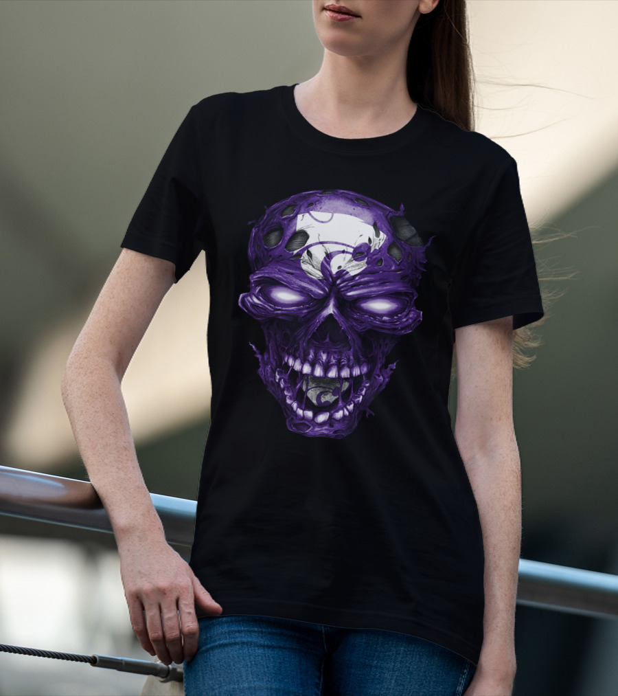 Kansas State Wildcats Purple Skull With Team T-Shirt