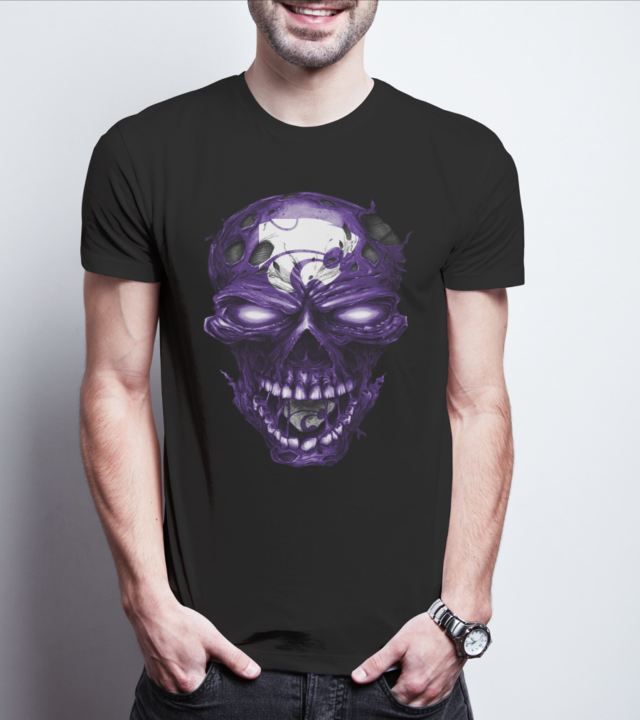 Kansas State Wildcats Purple Skull With Team T-Shirt