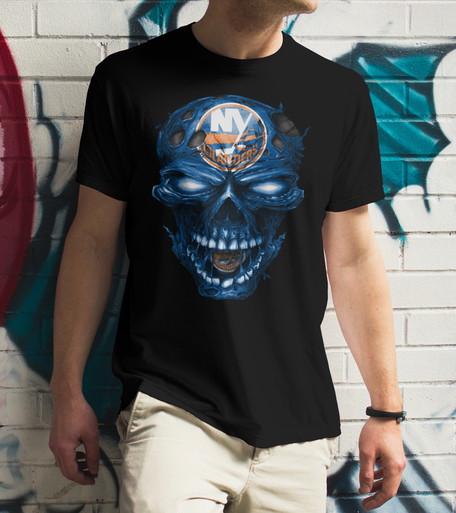 Ny Islanders Skull Logo Ice Hockey T-Shirt