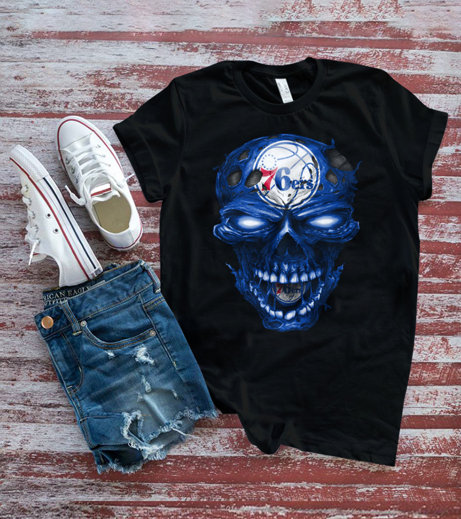 Philadelphia 76ers Skull Basketball T-Shirt