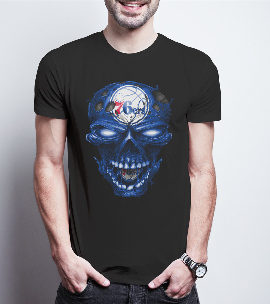 Philadelphia 76ers Skull Basketball T-Shirt