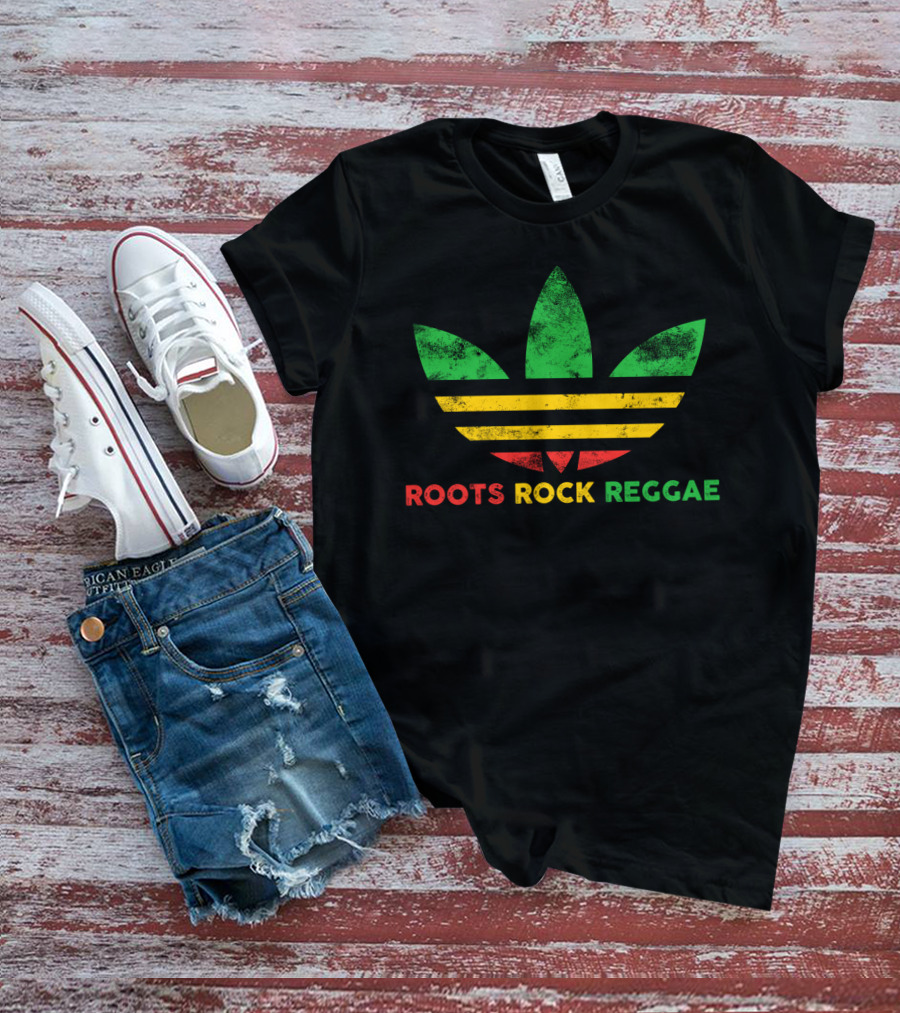 Roots Rock Reggae Three Stripe Leaf T-Shirt