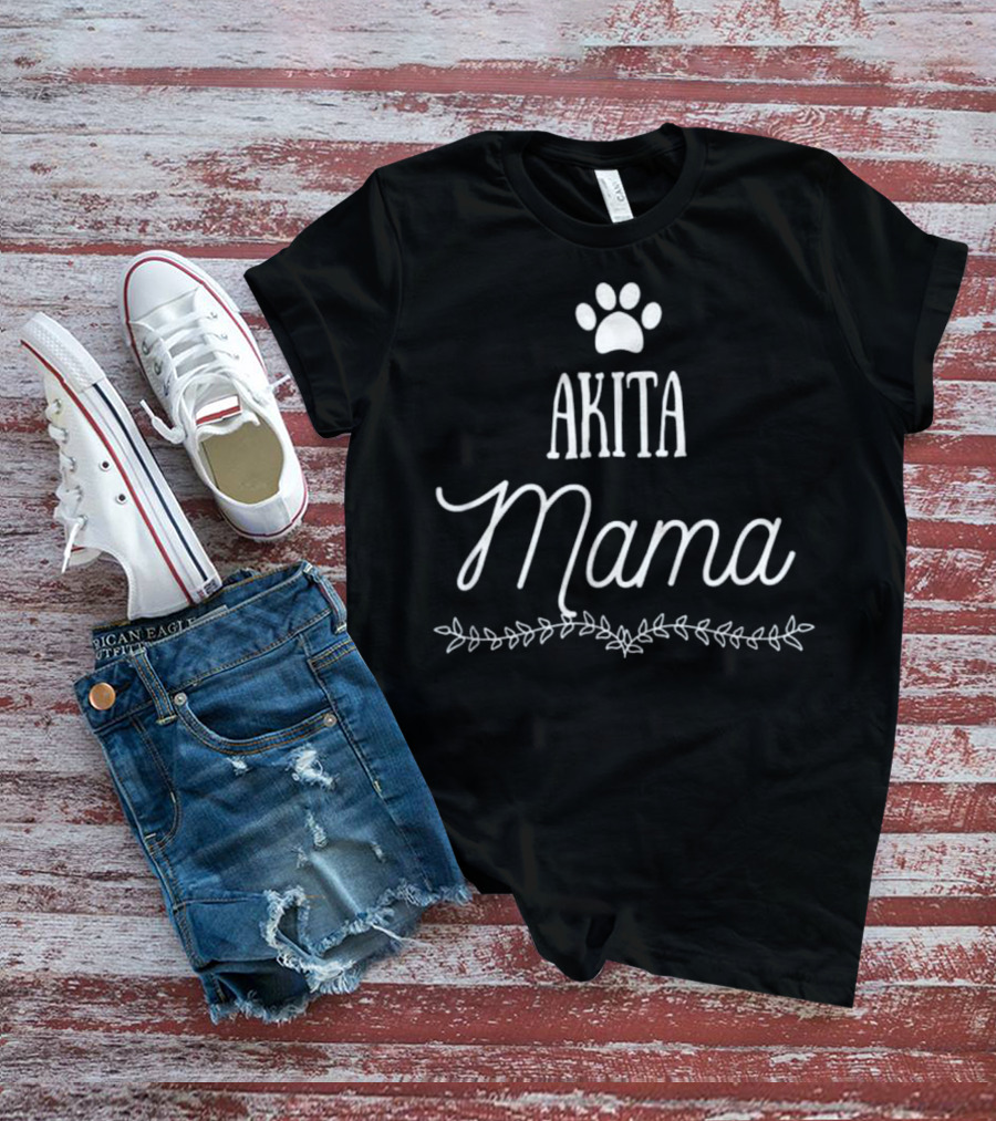 Akita Mama Mother's Day Paw Prints T-Shirt