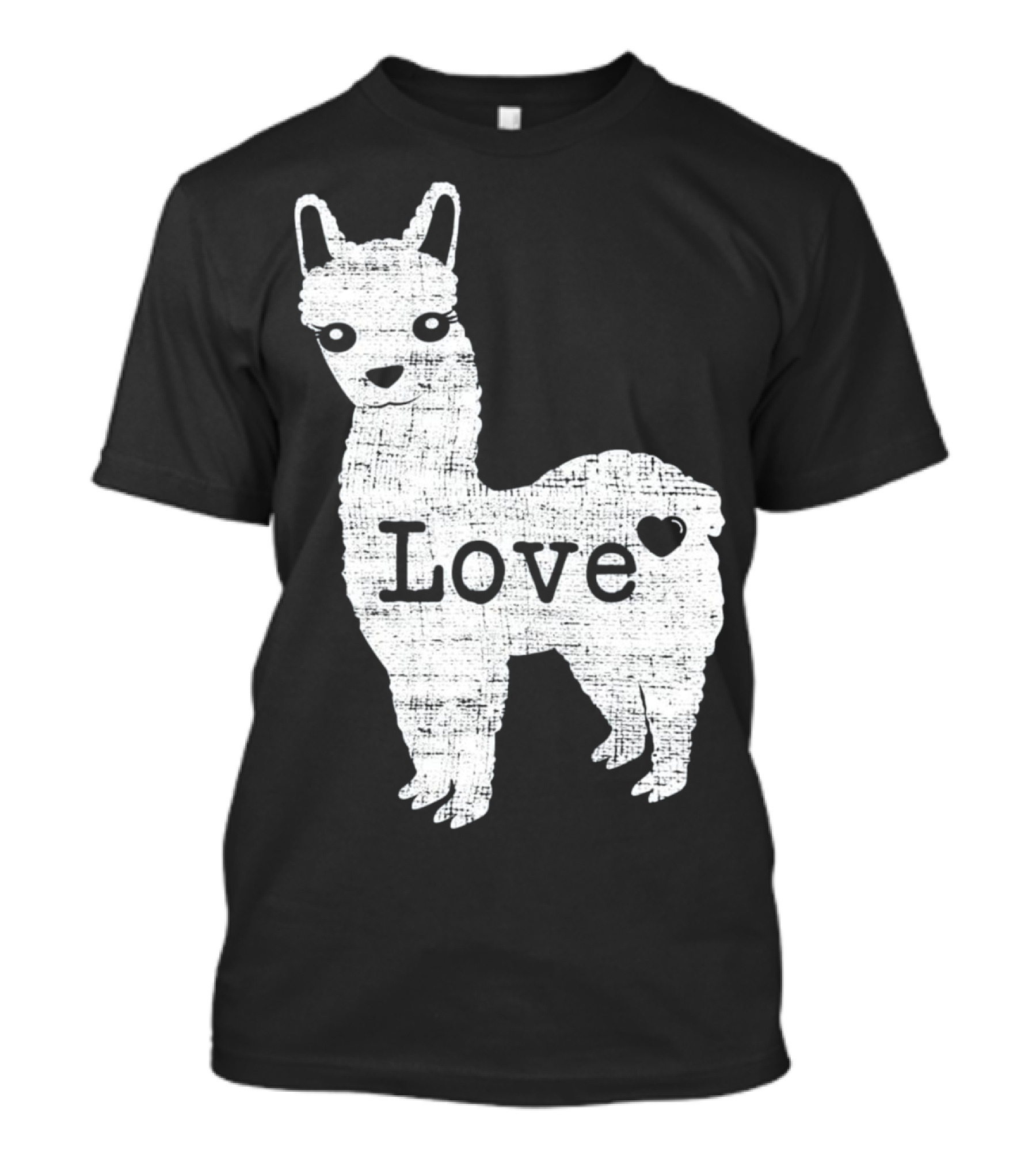 Llama Love Distressed Heart Design With Alpaca T-Shirt
