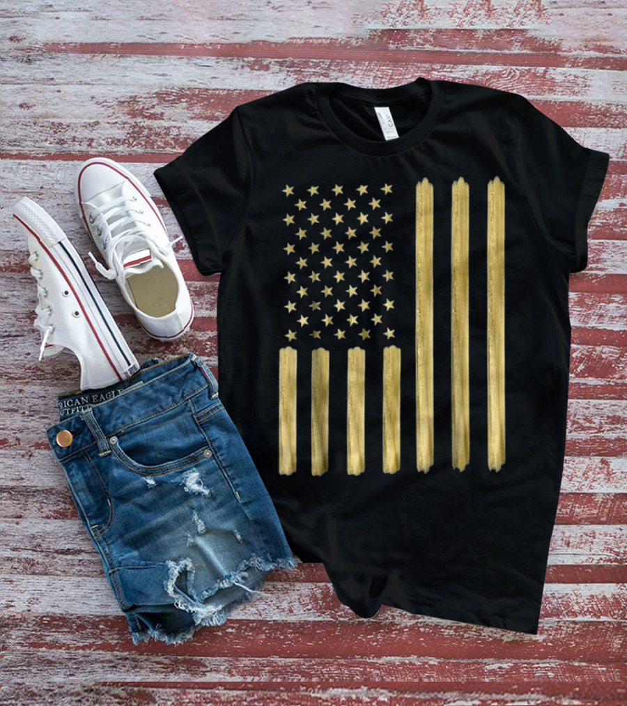 American Flag Faux Gold Paint T-Shirt