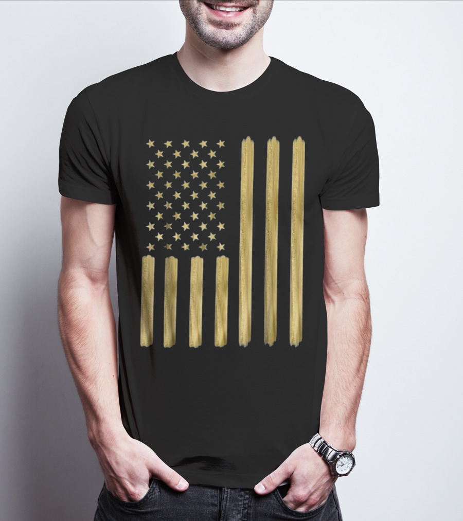American Flag Faux Gold Paint T-Shirt