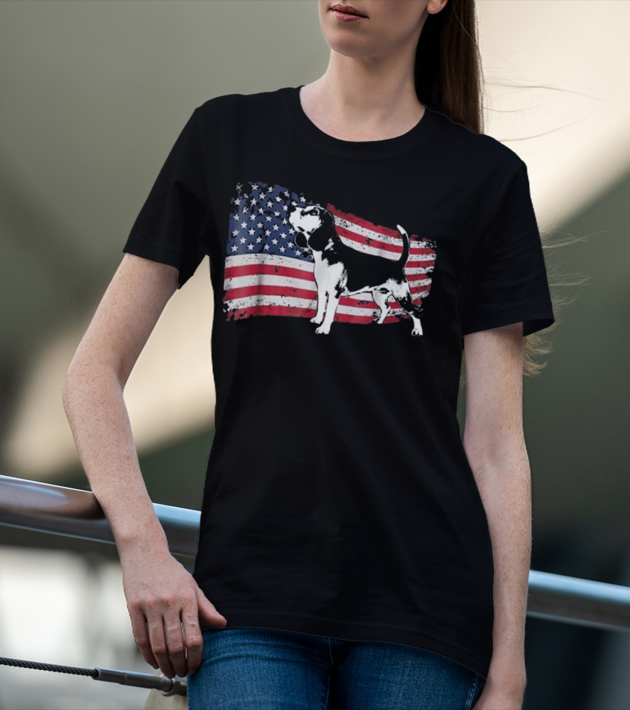 Beagle Dog American Flag Fun T-Shirt