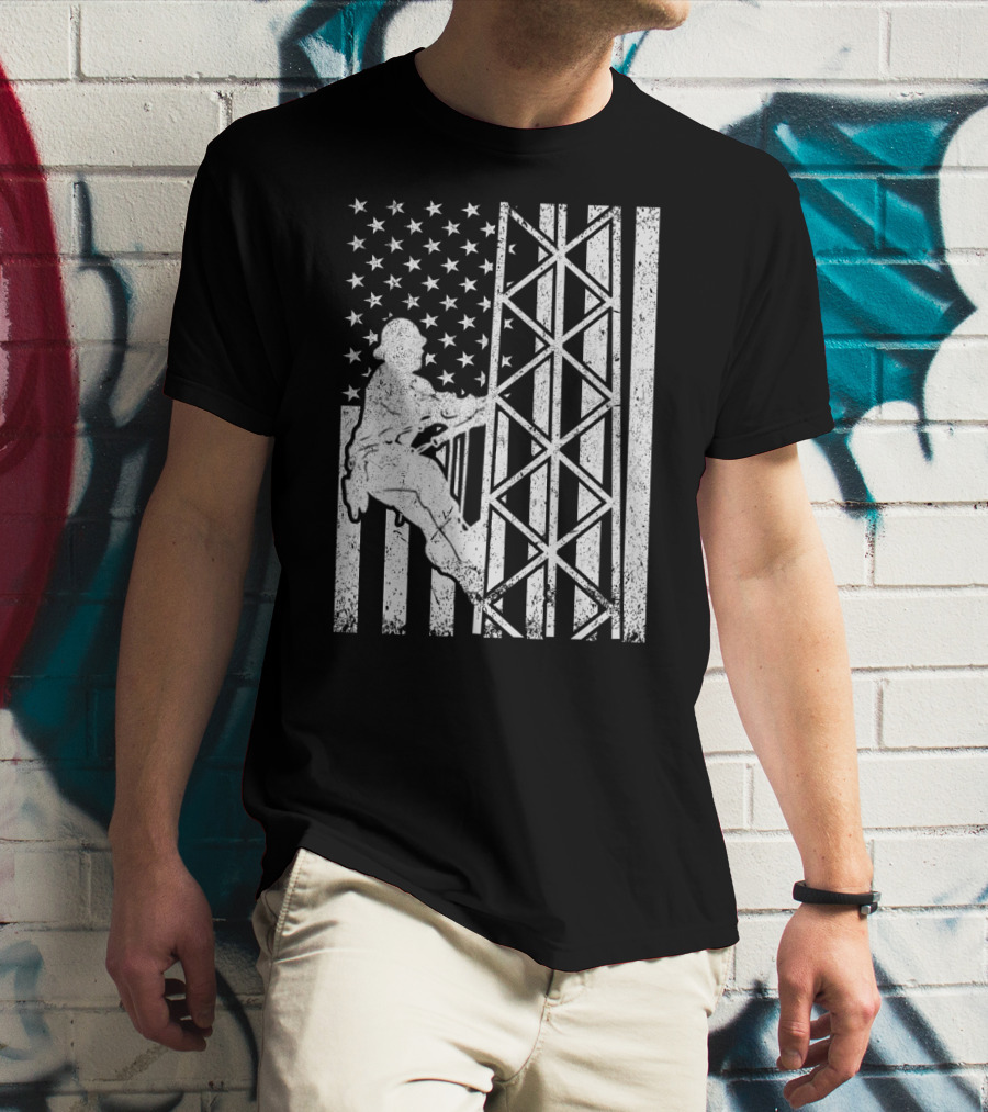 American Flag Tower Climbing T-Shirt