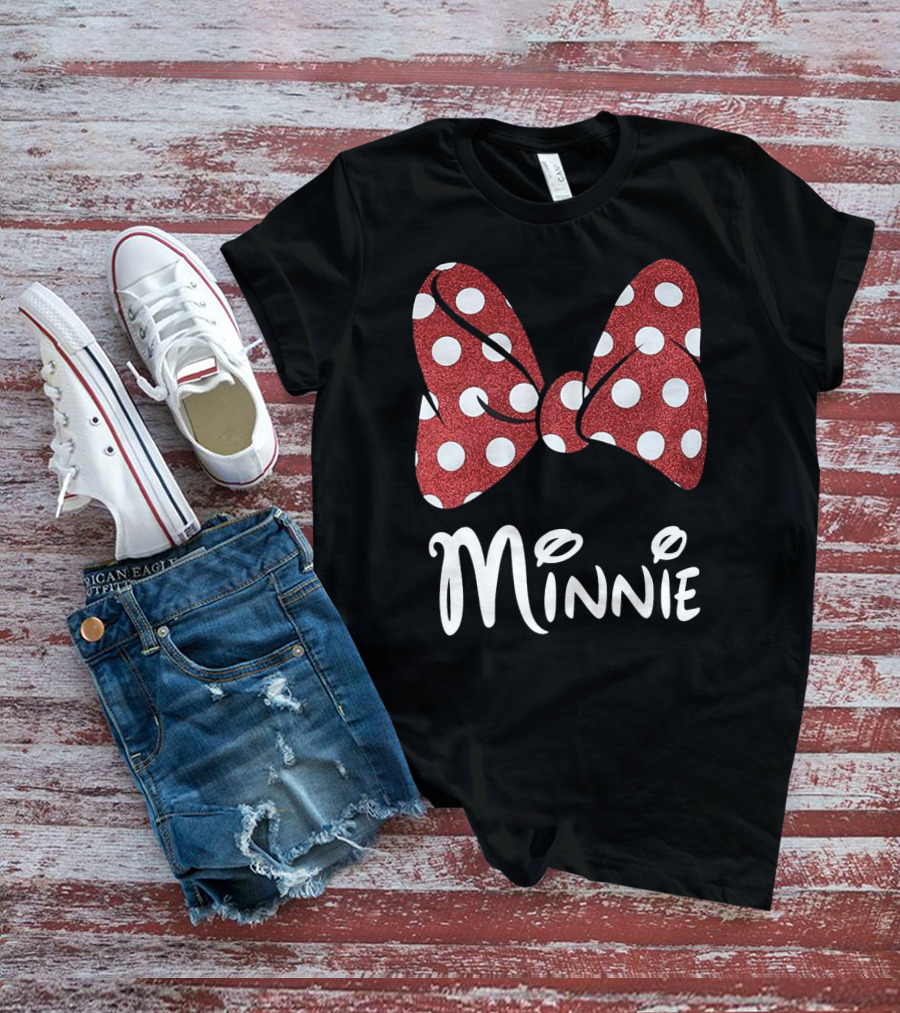 Disney Minnie Mouse Glitter Bow Red Polka Dot Minnie T-Shirt