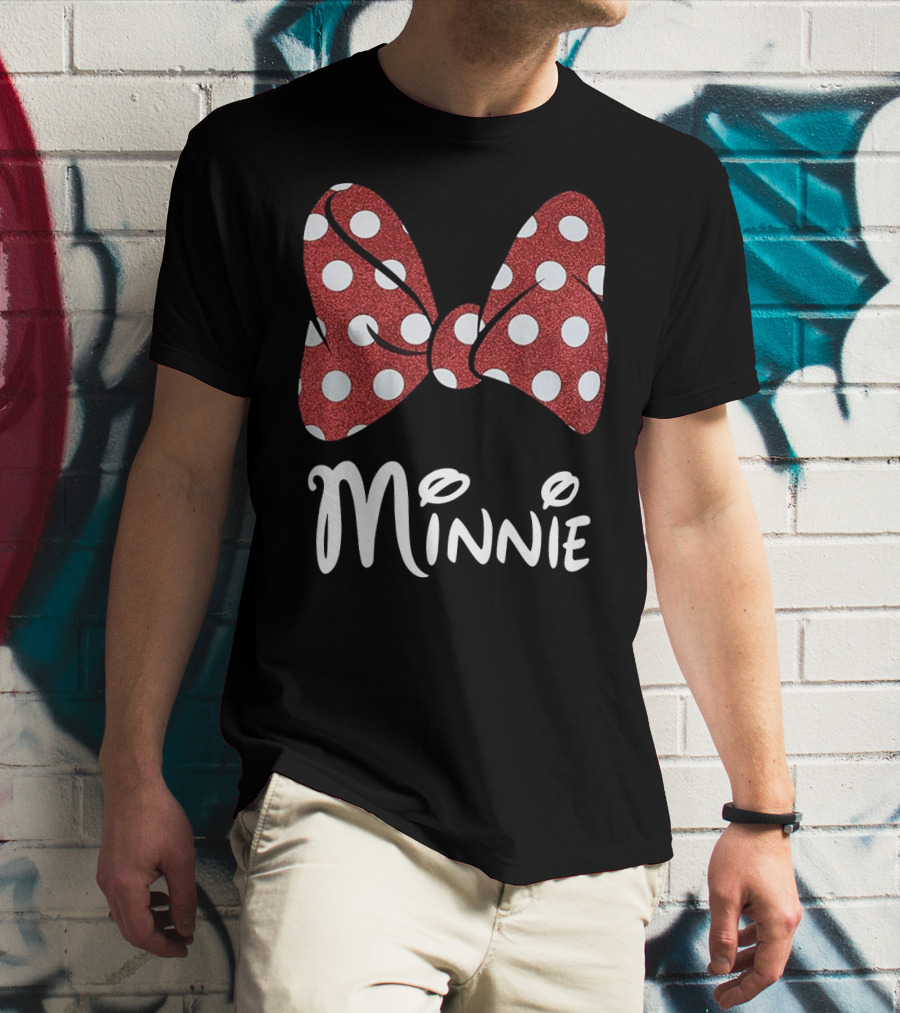 Disney Minnie Mouse Glitter Bow Red Polka Dot Minnie T-Shirt