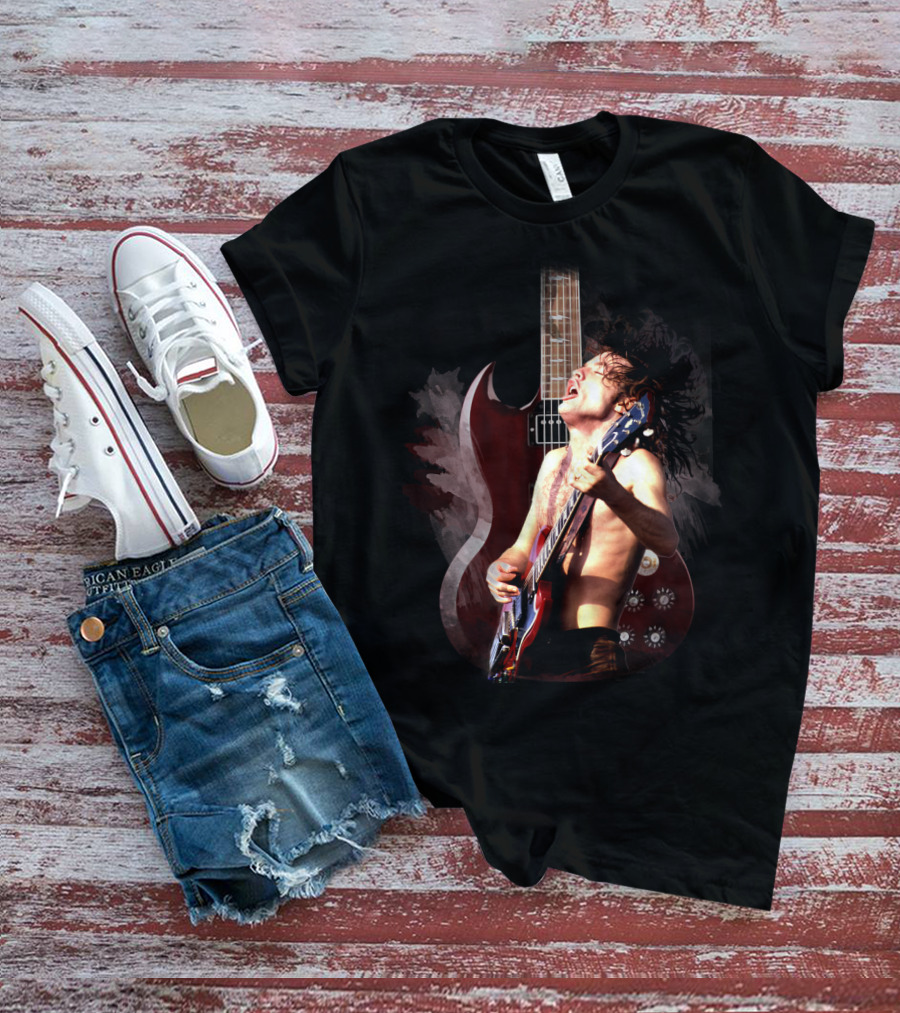 Rock Guitarist With Electric Guitar And Dynamic Performance T-Shirt