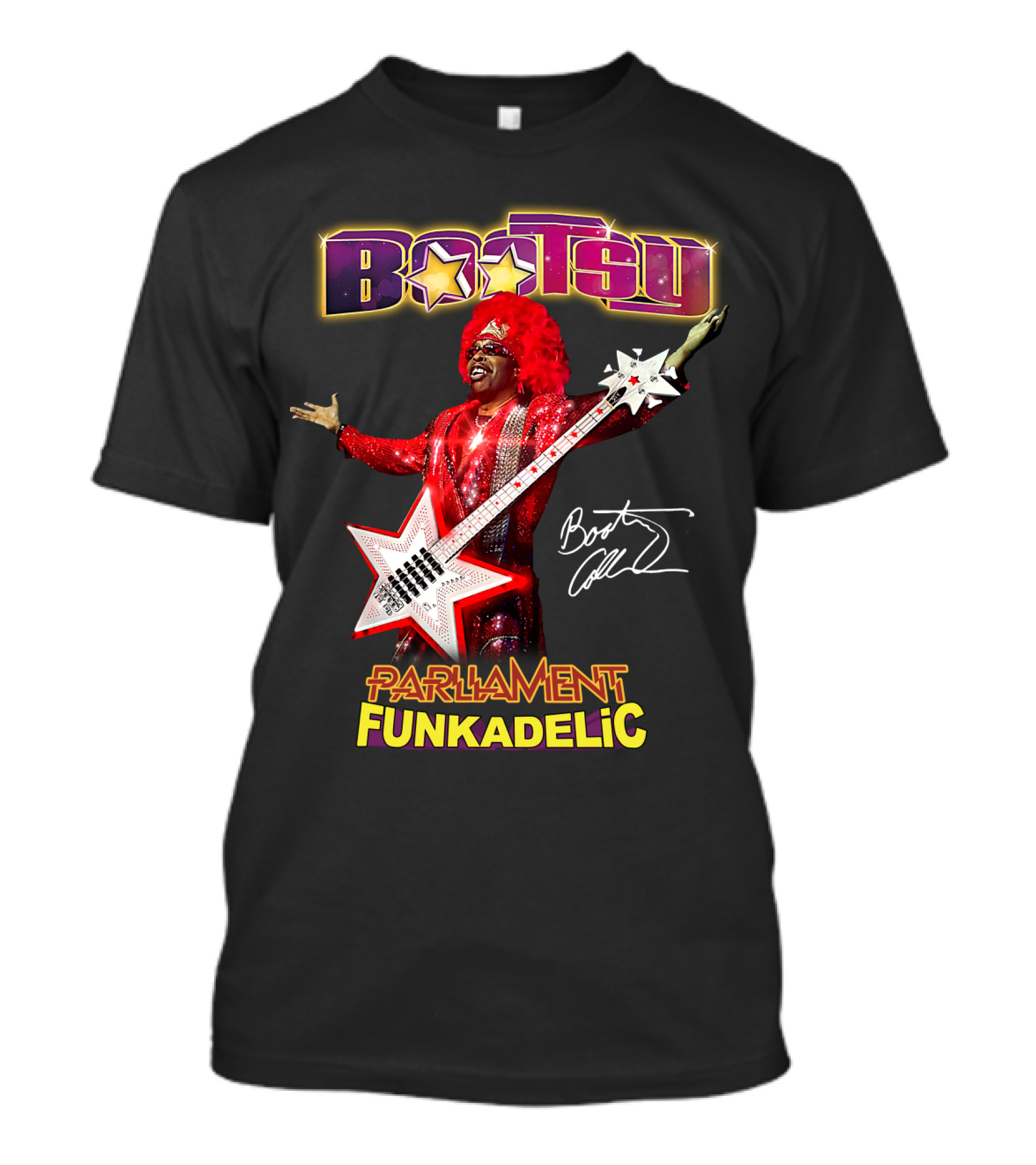 Bootsy Collins Parliament Funkadelic Star Bass Guitar Signature T-Shirt