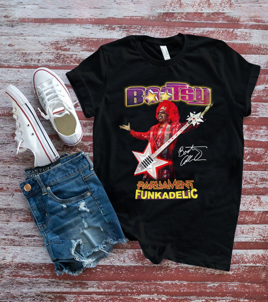 Bootsy Collins Parliament Funkadelic Star Bass Guitar Signature T-Shirt