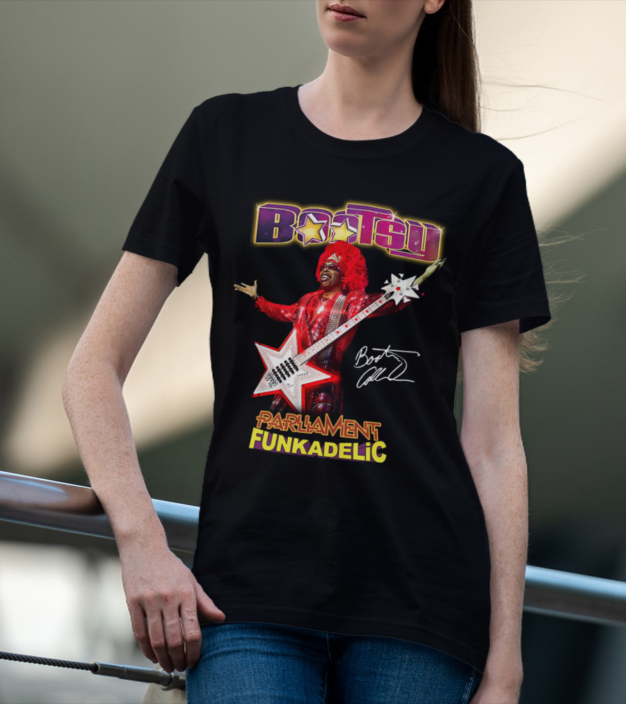 Bootsy Collins Parliament Funkadelic Star Bass Guitar Signature T-Shirt